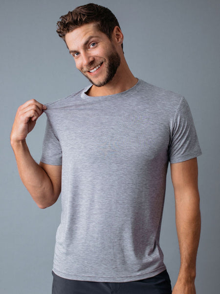 Exceptional durability for vigorous workouts # Men's Heather Grey Performance Crews | Fresh Clean Threads