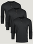 All Black Long Sleeve Henley 3 Pack | Fresh Clean Threads Canada