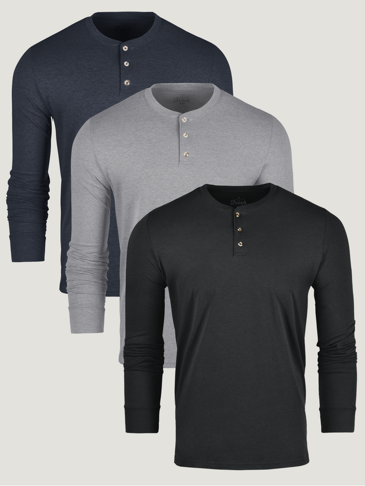 Basic Long Sleeve Henley 3 Pack | Fresh Clean Threads Canada