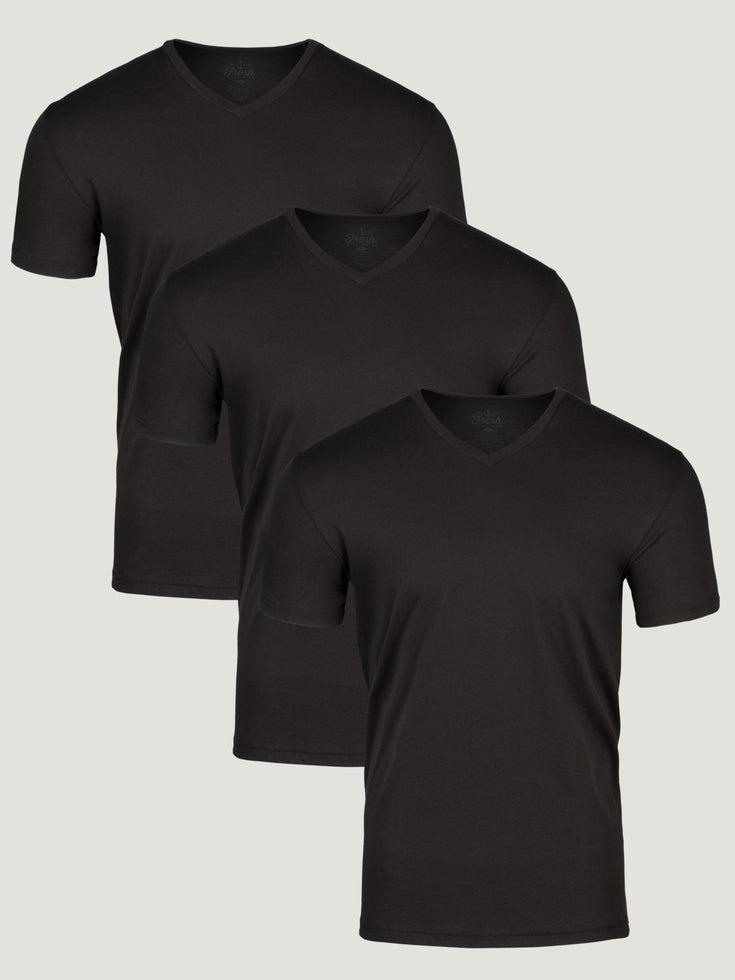 All Black V Neck 3 Pack | Fresh Clean Threads Canada