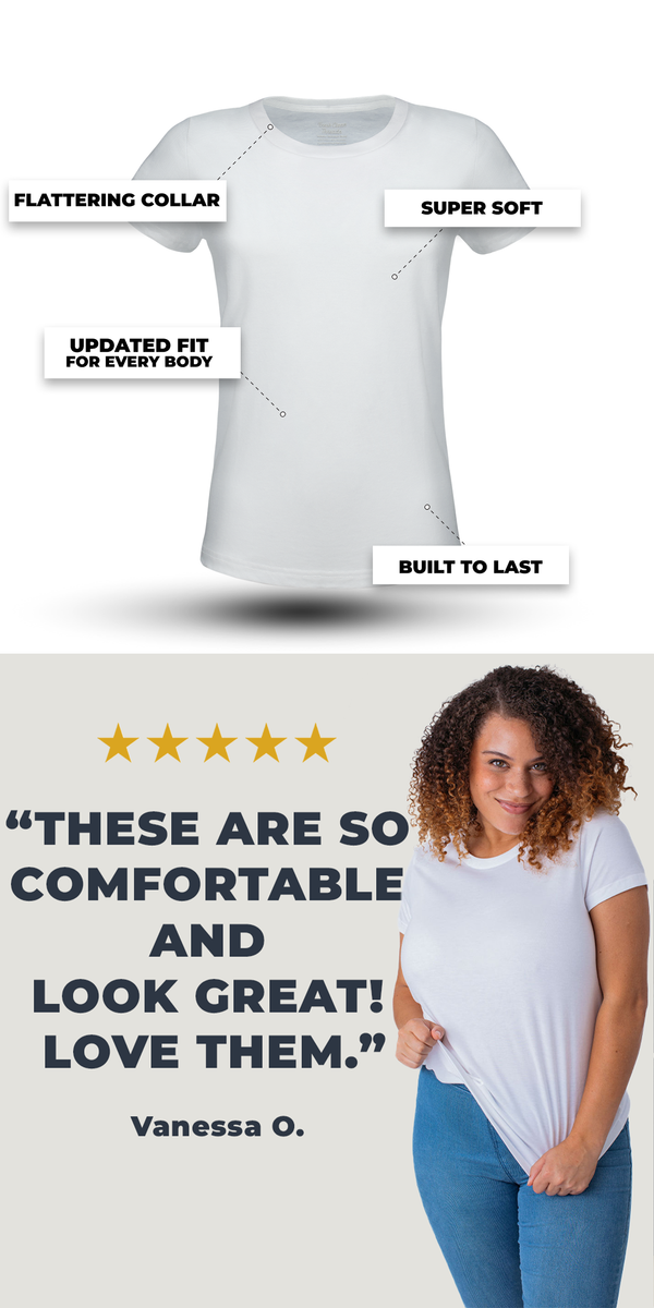 Women's Crew Neck Tees | 5 Star Reviews at Fresh Clean Threads Canada