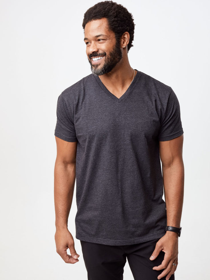 Charcoal V Neck Men's Shirt | Short Sleeve V-Neck T-shirts