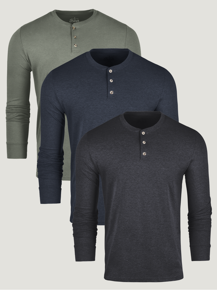 Foundation Long Sleeve Henley 3 Pack | Fresh Clean Threads Canada