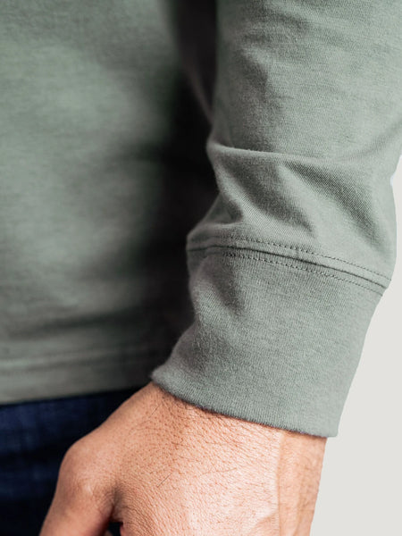 Long Sleeve Henley Sleeve Close Up | Fresh Clean Threads Canada