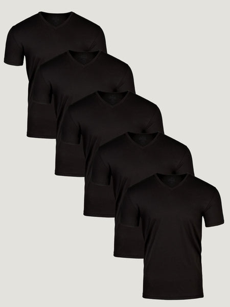 All Black V Neck 5 Pack | Fresh Clean Threads Canada