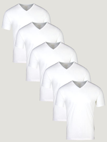 All White V Neck 5 Pack | Fresh Clean Threads Canada