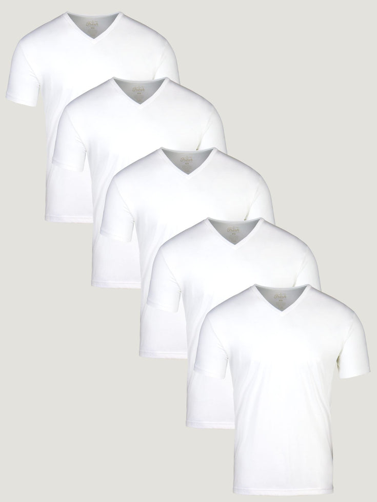 All White V Neck 5 Pack | Fresh Clean Threads Canada