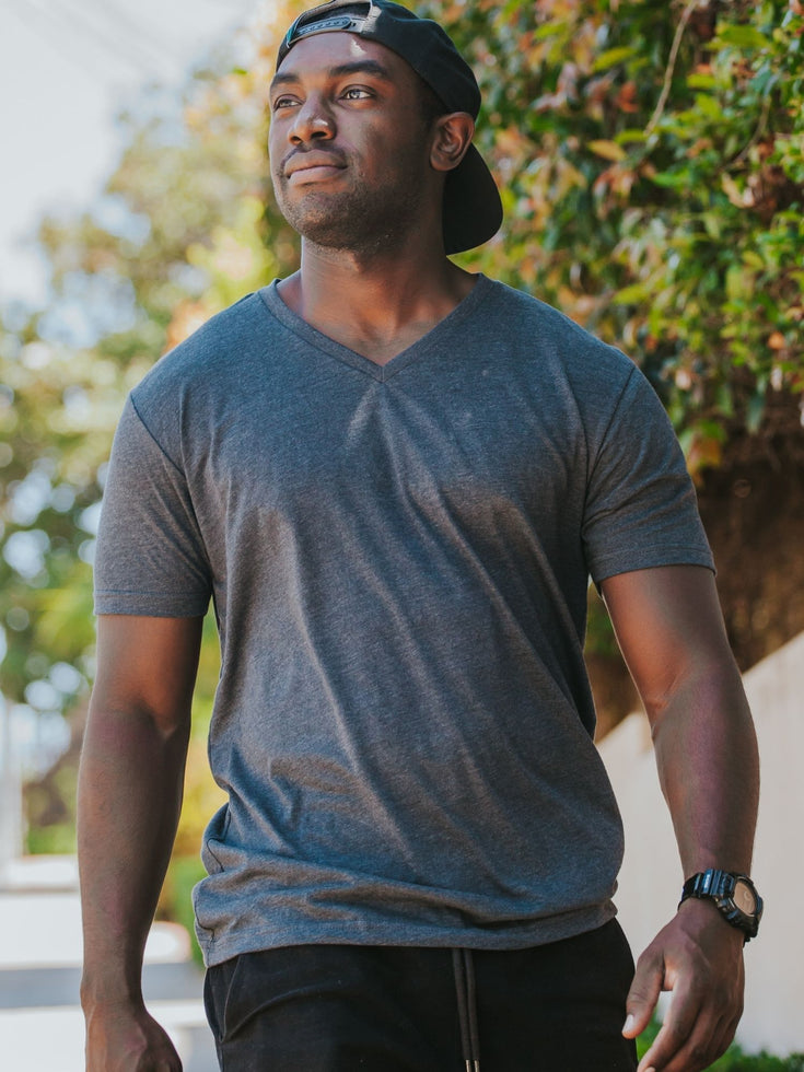 Charcoal V Neck Tee | Fresh Clean Threads Canada