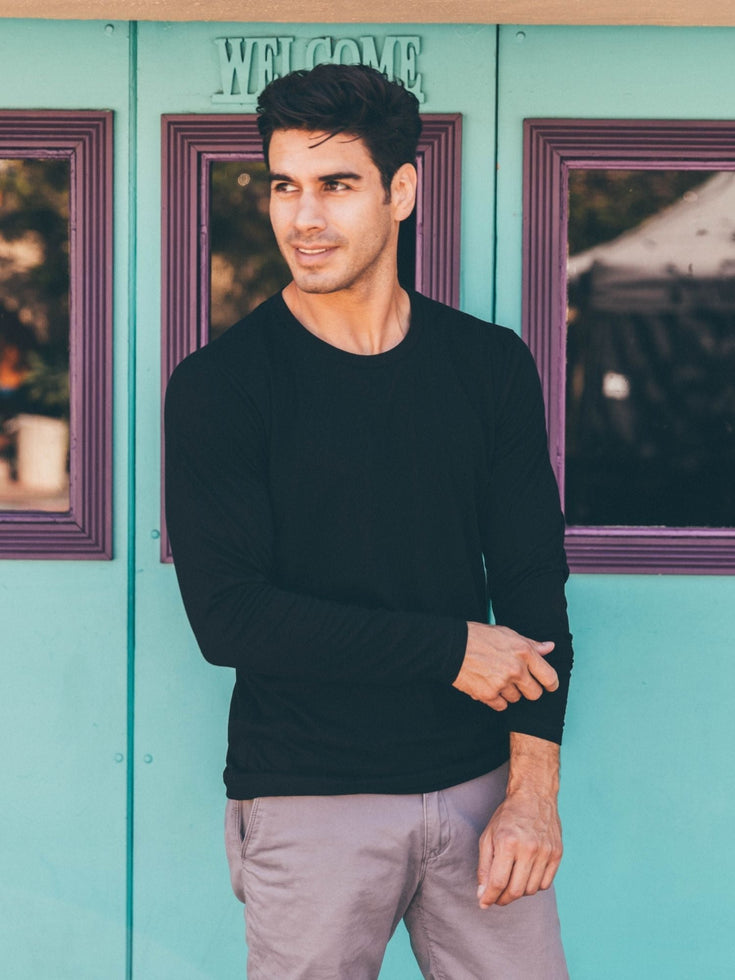 Black. Long Sleeve Crew Neck | Fresh Clean Threads Canada