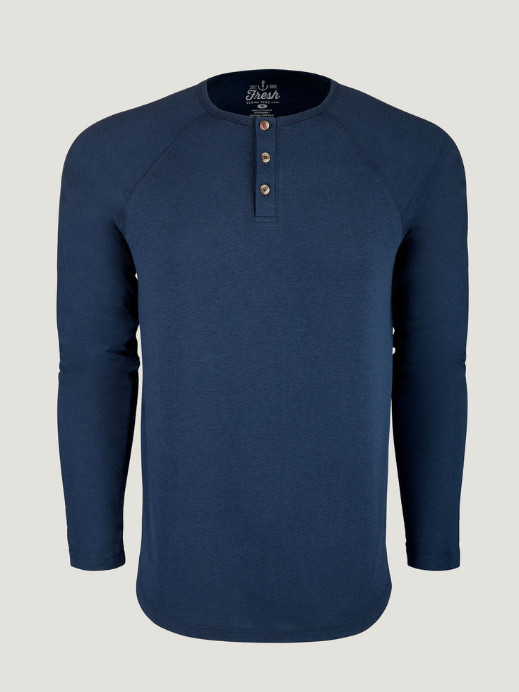 Navy Slim Fit Long Sleeve Henley t-shirt