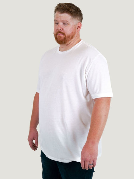 5cm longer torso on the Tall White Crew Neck | Fresh Clean Threads Canada