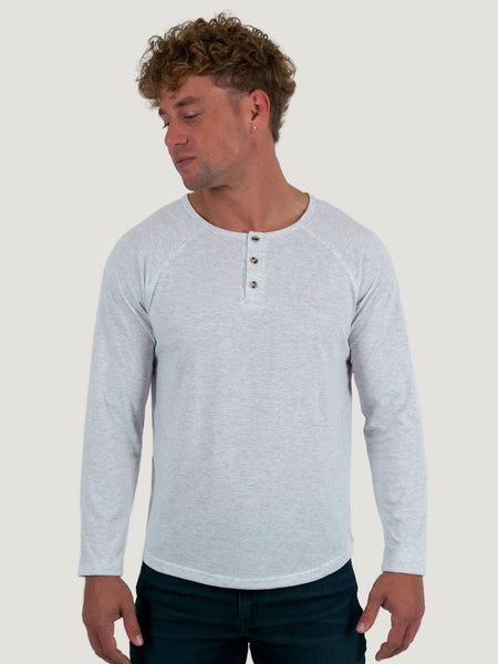 Vintage White Slim Fit Long Sleeve Henley