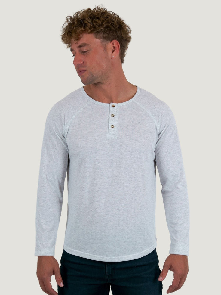 Vintage White Slim Fit Long Sleeve Henley
