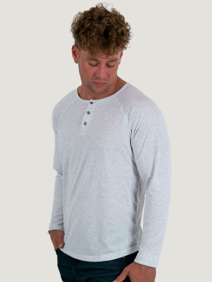 Vintage White Slim Fit Long Sleeve Henley
