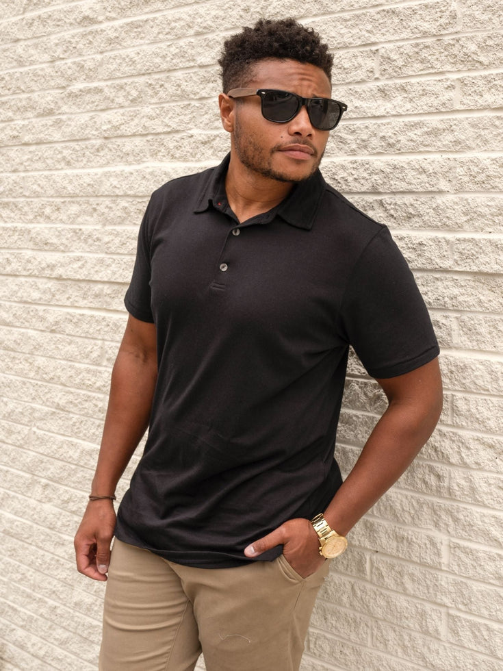 Super Soft Black Torrey Polo | Fresh Clean Threads Canada