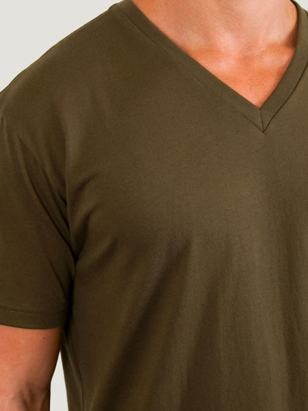 60/40 StrartuSoft Blend Olive V Neck | Fresh Clean Threads Canada