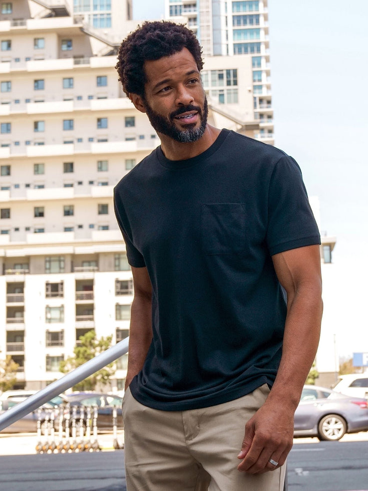 Black Pocket Tee from the Foundation Pocket Tee 3 Pack | Fresh Clean Threads Canada