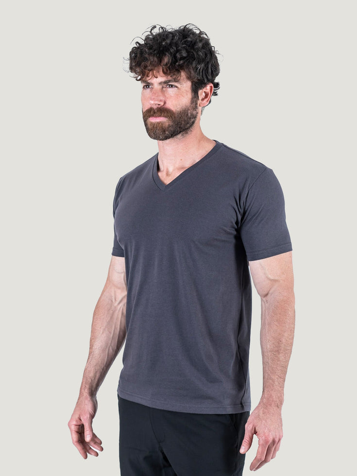 Vintage Black V Neck StratuSoft Tee | Fresh Clean Threads Canada