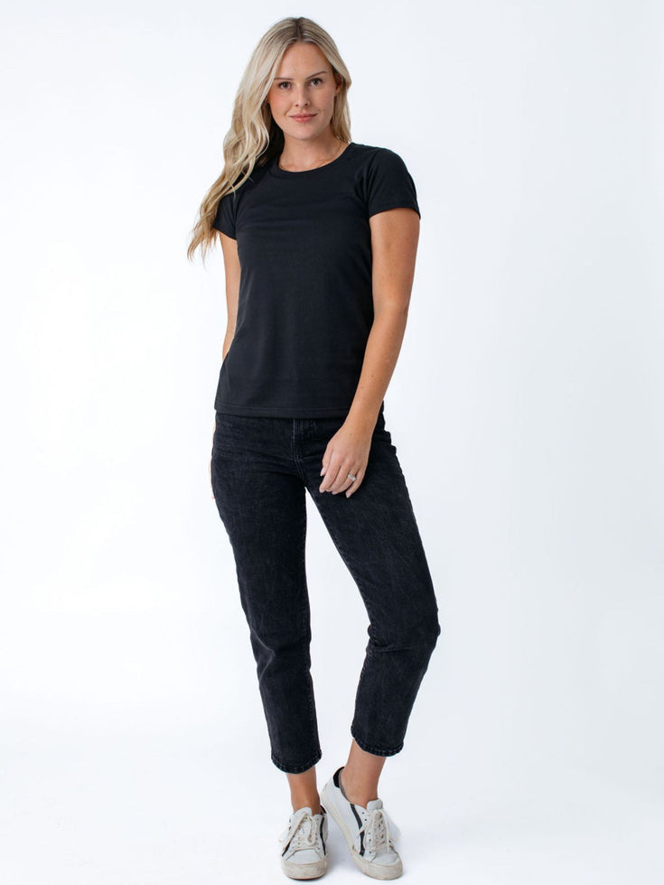 Women's Black Crew Neck Tee Updated Fit | Fresh Clean Thread Canada