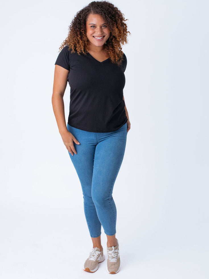 Women's Black V-Neck Tees | Fresh Clean Threads