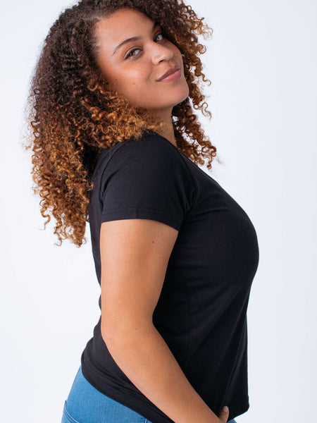Women's Black V-Neck Basic Tee | Fresh Clean Threads