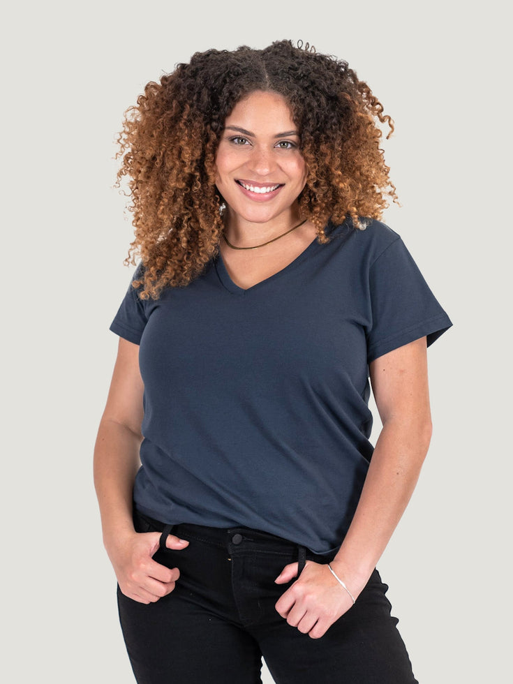 Women's Blue V-Neck Tee Shirt | Women's Basic 3-Pack