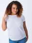 Women's White Crew Tee Model Large | Fresh Clean Threads Canada