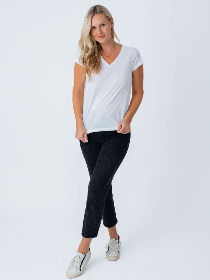 Women's White V-Necks | Fresh Clean Threads