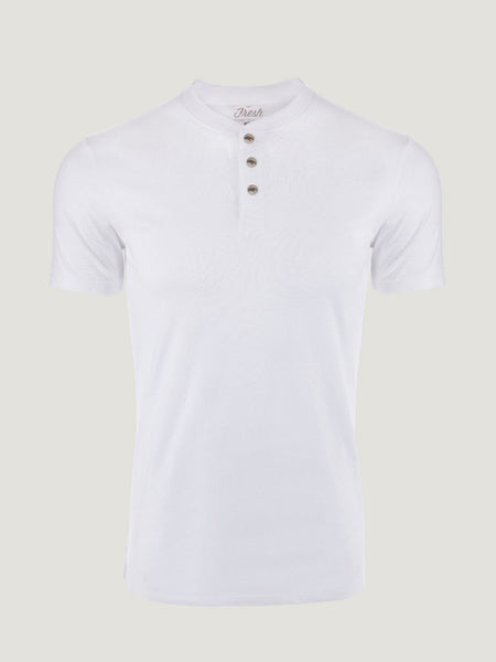 White Short Sleeve Henley
