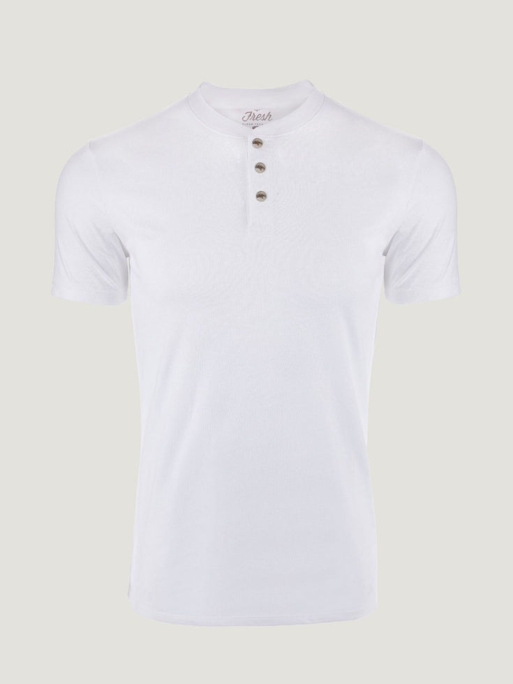 White Short Sleeve Henley | Fresh Clean Threads Canada