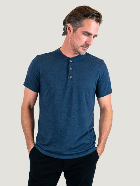 Super Soft Navy Short Sleeve Henley | Fresh Clean Threads Canada