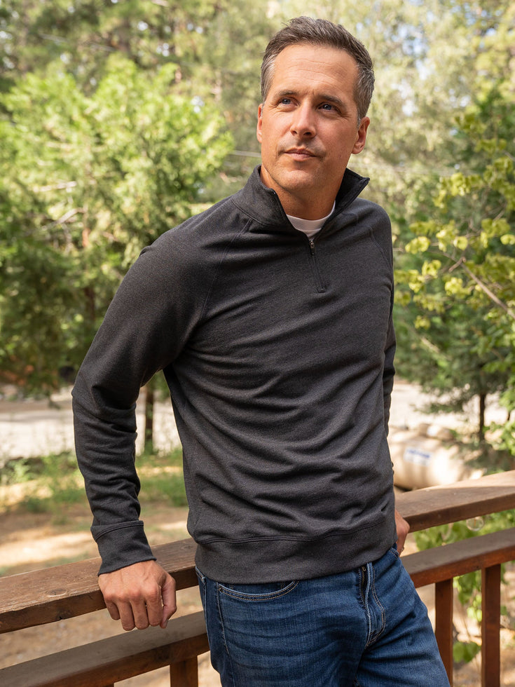 Charcoal Quarter Zip Lifestyle | Fresh Clean Threads Canada