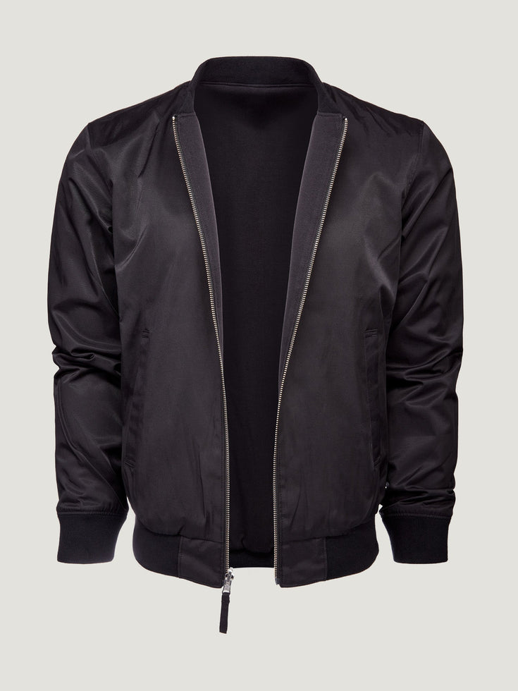 Water Resistant Black Bomber Jacket | Fresh Clean Threads Canada