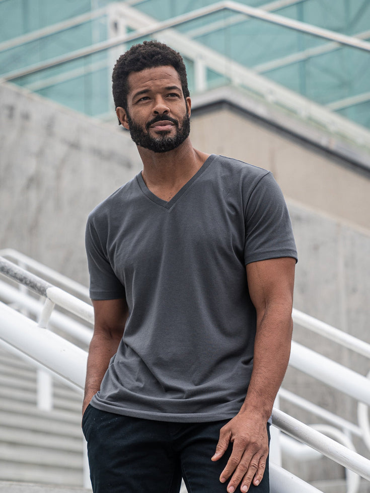 Graphite V Neck Tee | Fresh Clean Threads Canada
