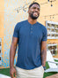 Navy Startusoft Short Sleeve Henely | Fresh Clean Threads Canada