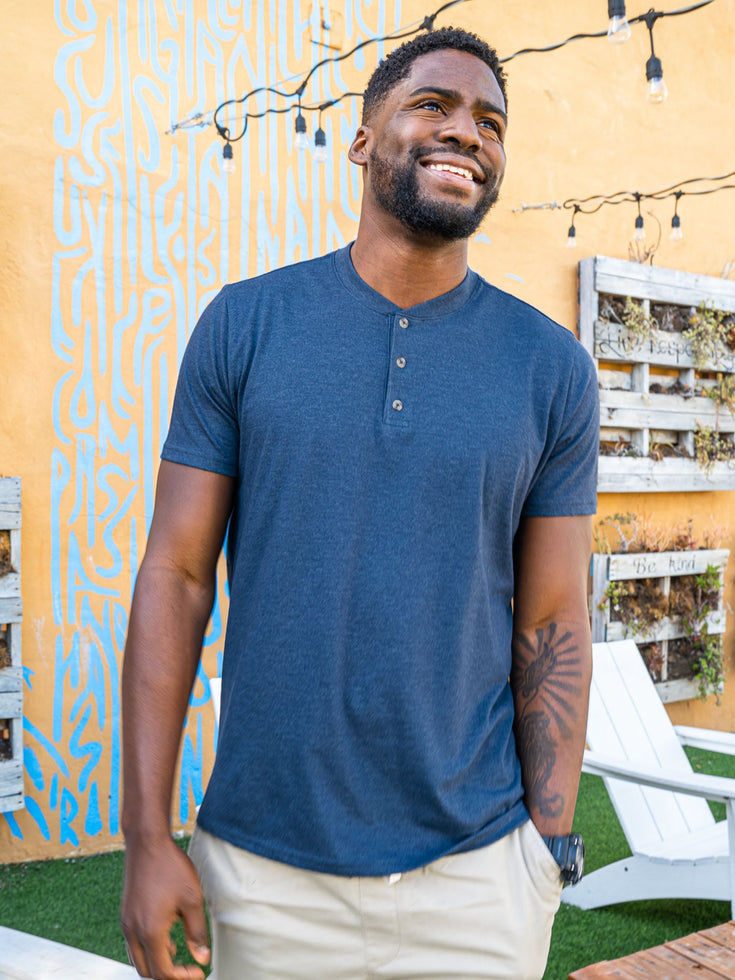 Navy Startusoft Short Sleeve Henely | Fresh Clean Threads Canada