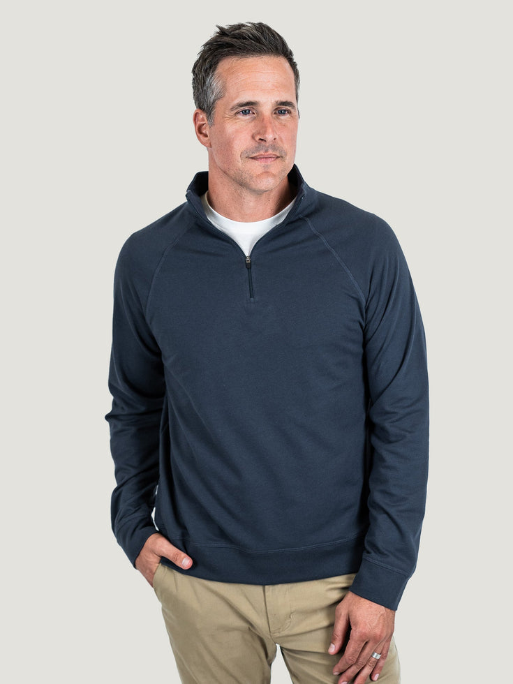 Odyssey Blue Mid-Weight Quarter Zip | Fresh Clean Threads Canada