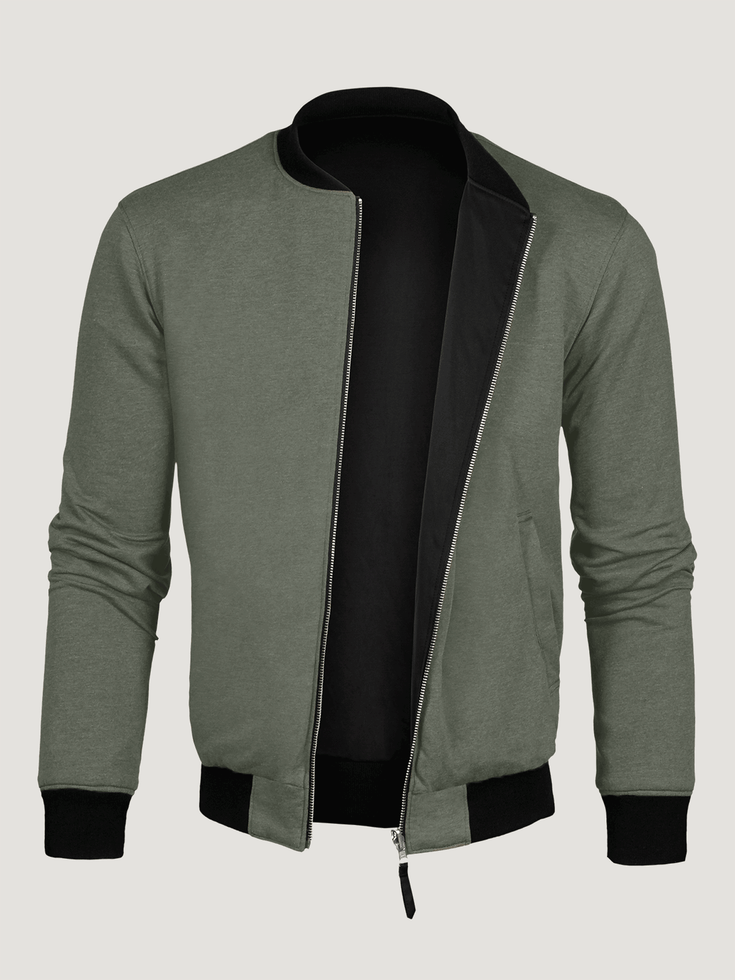 Reversible Bomber Jacket Mercury Green and Black | Fresh Clean Threads Canada