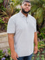 Never twist collar on Heather Grey Torrey Polo | Fresh Clean Threads Canada