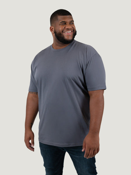 Steven is 6', 275lbs and wears a size 3XL # Slate Crew Neck | Fresh Clean Threads Canada