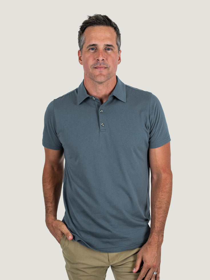Storm Blue Stratusoft Torrey Polo | Fresh Clean Threads Canada