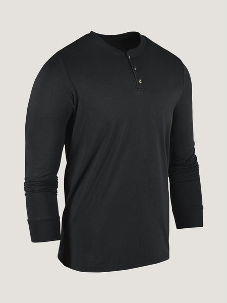 Black Long Sleeve Henley | Fresh Clean Threads Canada