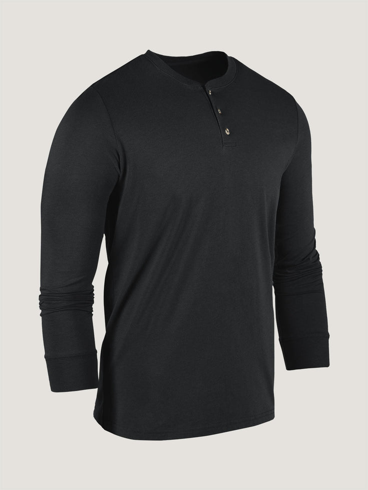 Black Long Sleeve Henley | Fresh Clean Threads Canada