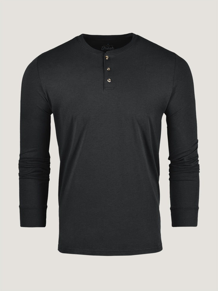 Black Long Sleeve Henley | Fresh Clean Threads Canada