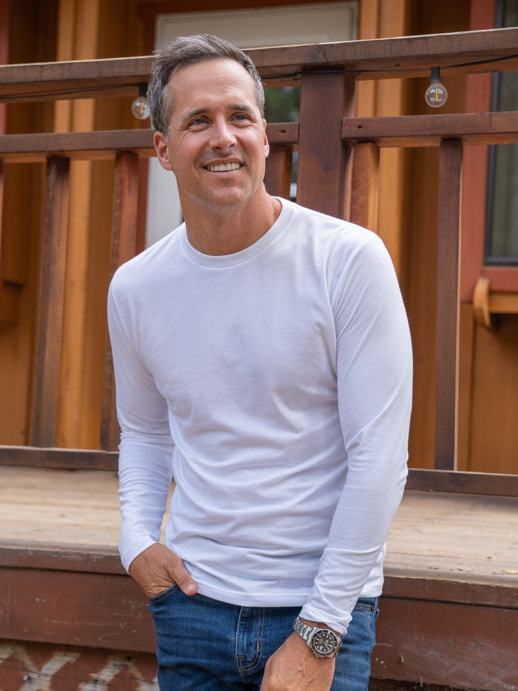 White Long Sleeve Crew Neck | Fresh Clean Threads Canada